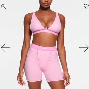 Skims cotton rib boxer lounge set XS
